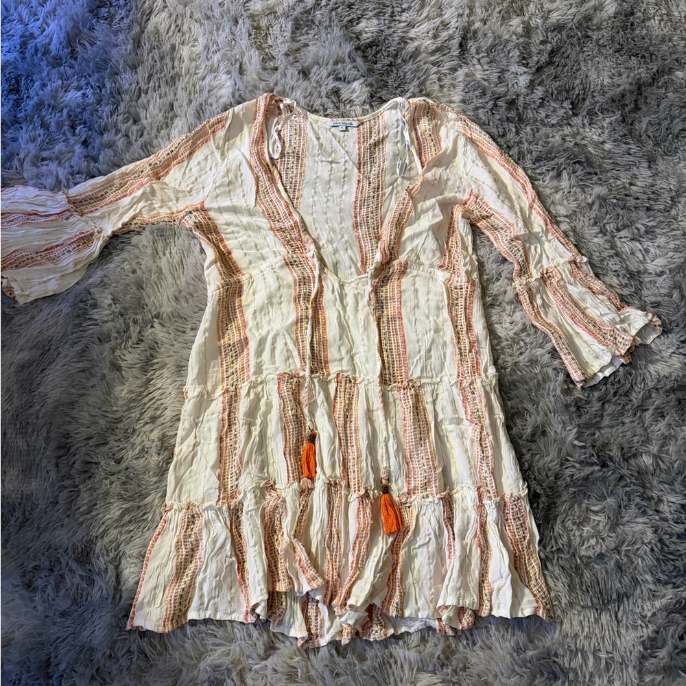 Blue Island Multicolor Striped Top/Cover-up